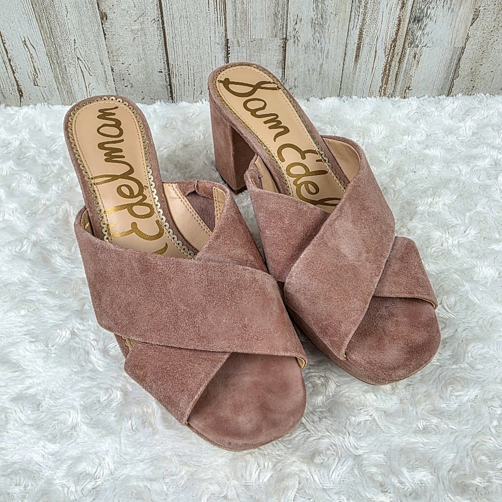 Sam Edelman Jayne Suede Platform Mules Pink Size 9.5